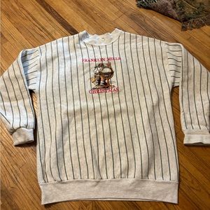 Vintage Franklin Mills Norman Rockwell Christmas Sweater Striped Crewneck Sz 2XL